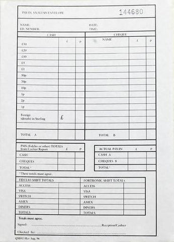 Pay In Analysis Envelopes